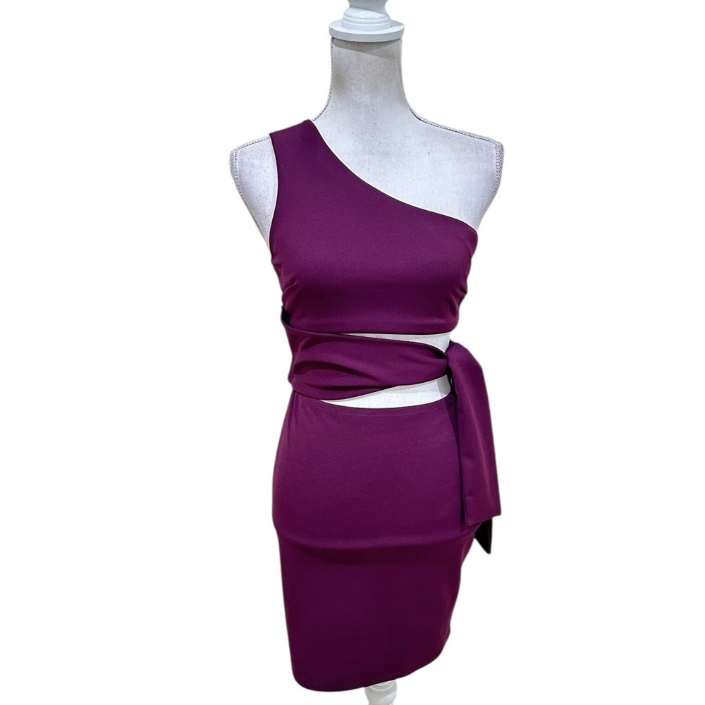 Blue Blush One-Shoulder Magenta purple Dress bodycon cutouts size medium